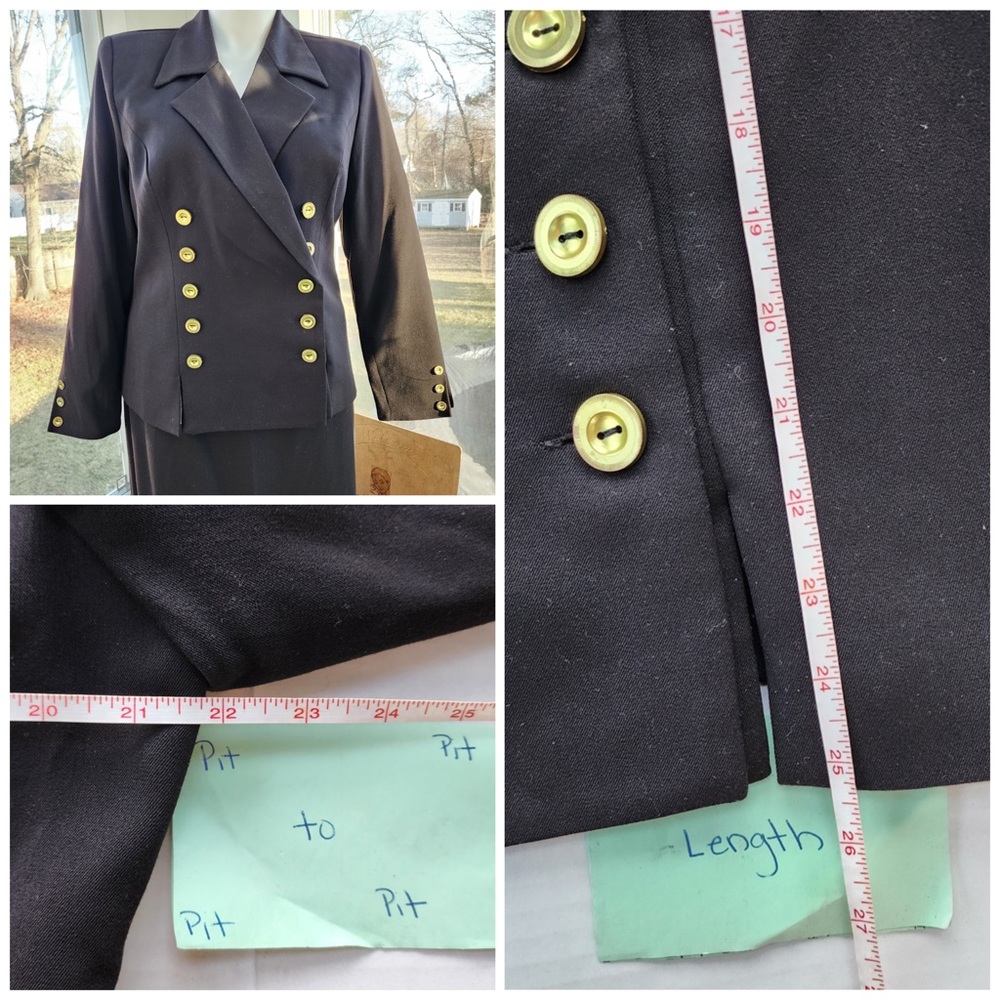 Monroe & Main Black Double Breasted Gold Button Maxi Pencil Skirt Suit - Picture 6 of 16